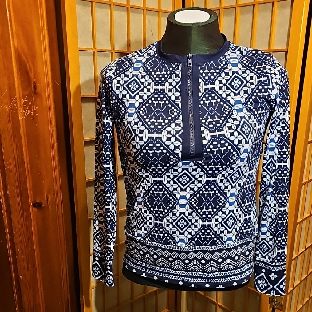 Tommy Bahama Navy Geometric Women's Blouse